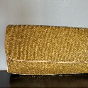J. Crew Gold Beaded Clutch